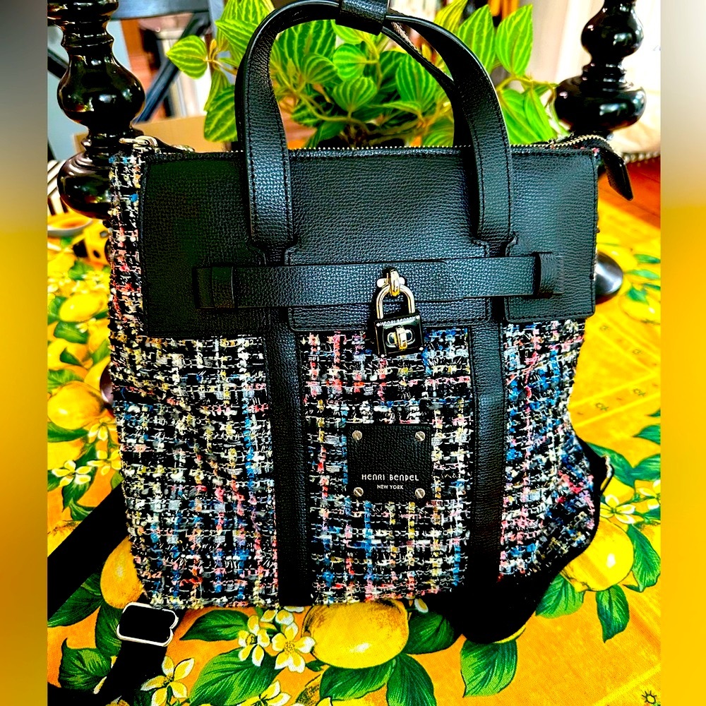 Henri Bendel Tweed Crossover Backpack/Crossbody Hard To Find Mint Condition NWOT